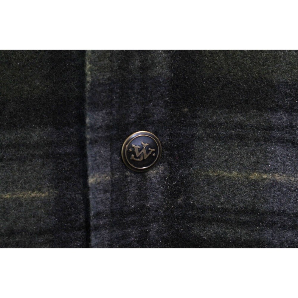 John Wayne Shirt Fleece Jacket size 2XL Green Plaid Mock 1/4 Snap Up Long Sleeve - Picture 3 of 8